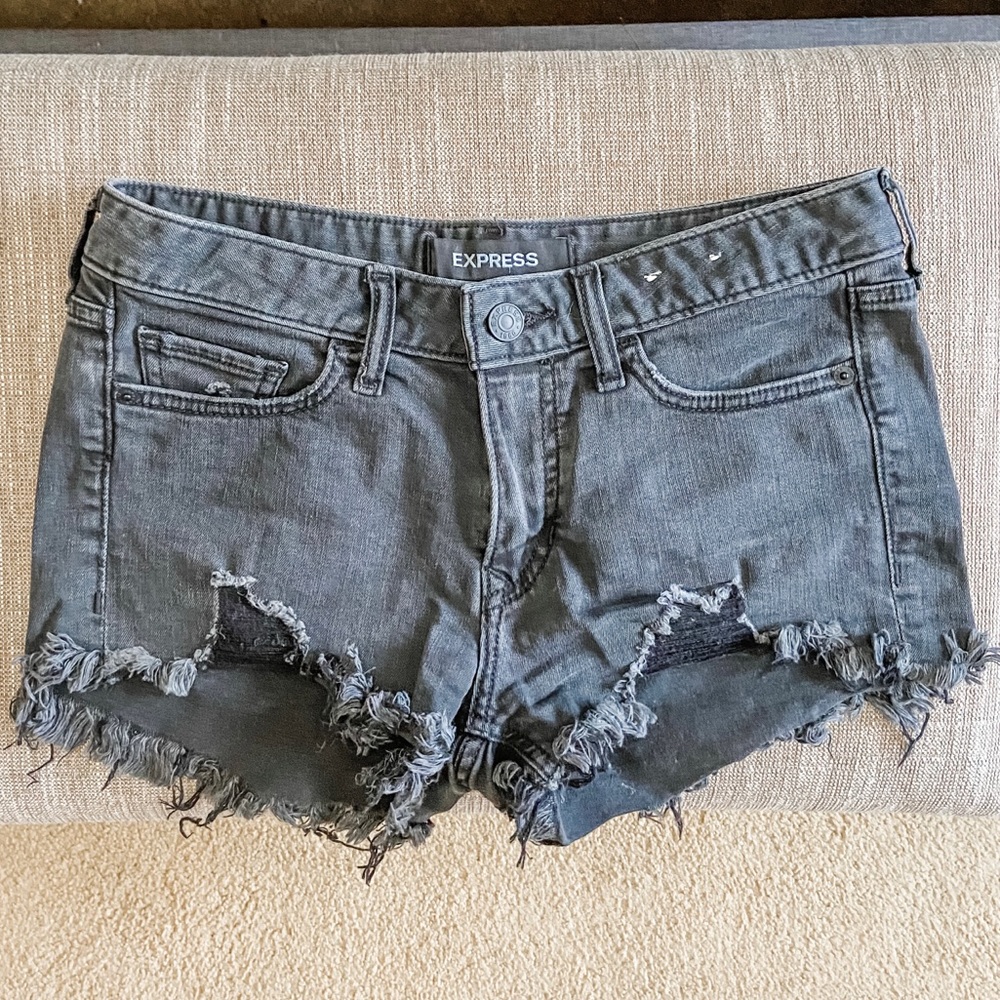 Express Black Distressed Shorts